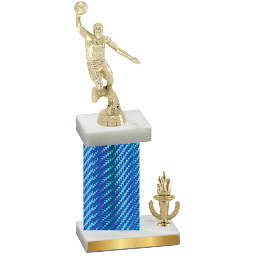 Accented Single Blue Carbon Fiber Victory Basketball Trophy