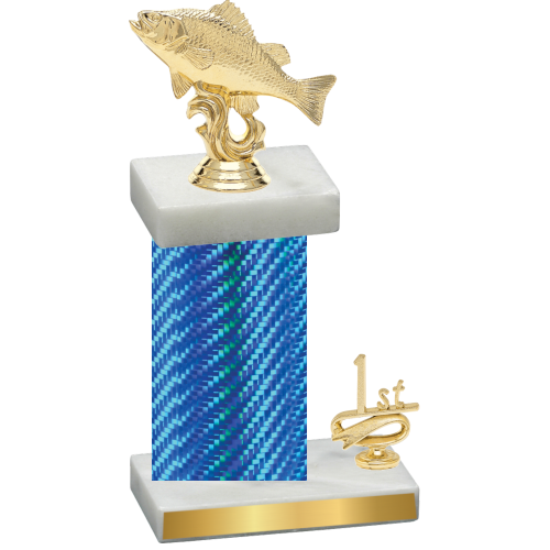 Accented Single Blue Carbon Fiber First Place Fishing Trophy