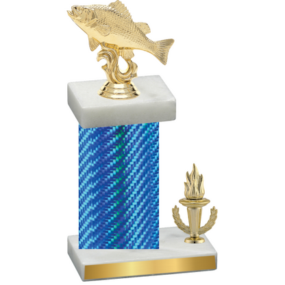 Accented Single Blue Carbon Fiber Victory Fishing Trophy