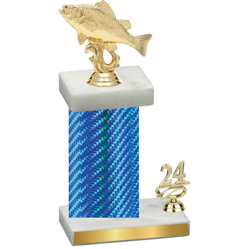 Accented Single Blue Carbon Fiber Year Fishing Trophy