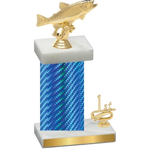 Accented Single Blue Carbon Fiber First Place Fishing Trophy