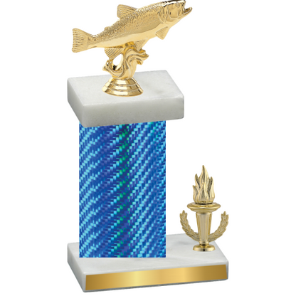 Accented Single Blue Carbon Fiber Victory Fishing Trophy