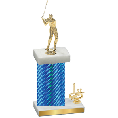 Accented Single Blue Carbon Fiber First Place Golf Trophy