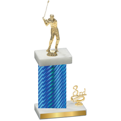 Accented Single Blue Carbon Fiber Third Place Golf Trophy