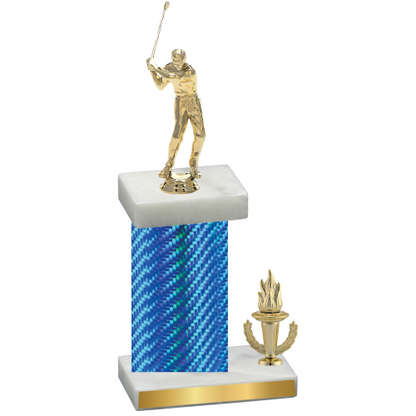 Accented Single Blue Carbon Fiber Victory Golf Trophy