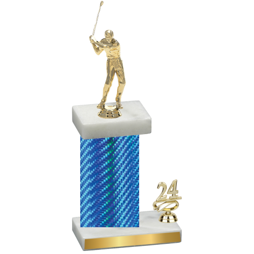 Accented Single Blue Carbon Fiber Year Golf Trophy