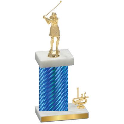 Accented Single Blue Carbon Fiber First Place Golf Trophy