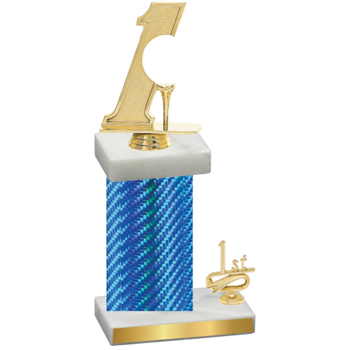 Accented Single Blue Carbon Fiber First Place Golf Trophy