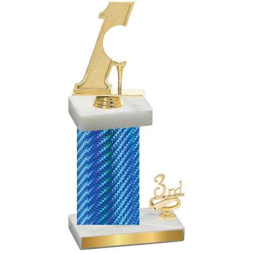 Accented Single Blue Carbon Fiber Third Place Golf Trophy