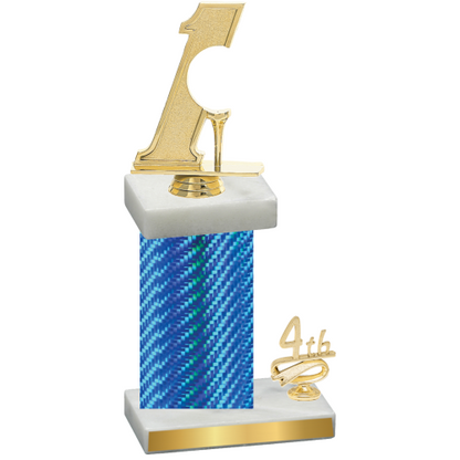 Accented Single Blue Carbon Fiber Fourth Place Golf Trophy