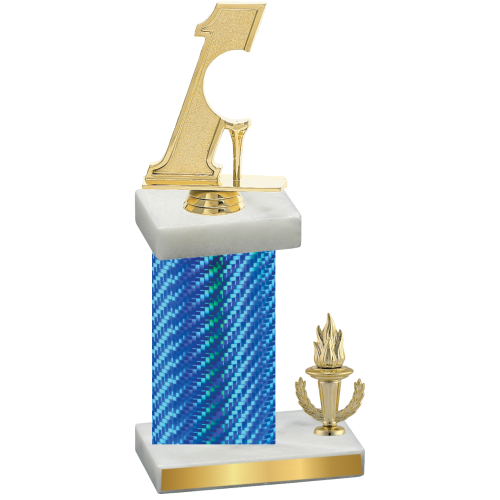 Accented Single Blue Carbon Fiber Victory Golf Trophy