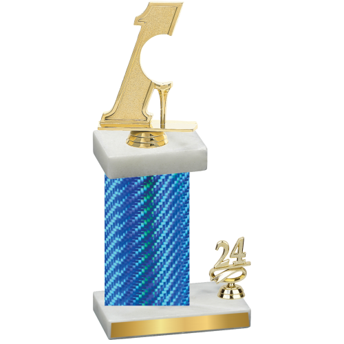 Accented Single Blue Carbon Fiber Year Golf Trophy