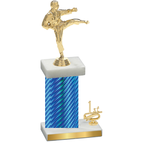 Accented Single Blue Carbon Fiber First Place Karate Trophy