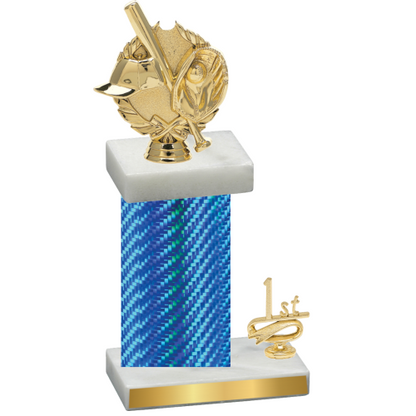 Accented Single Blue Carbon Fiber First Place Baseball Trophy