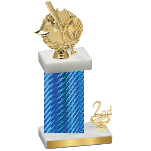 Accented Single Blue Carbon Fiber Second Place Baseball Trophy