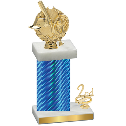 Accented Single Blue Carbon Fiber Second Place Baseball Trophy