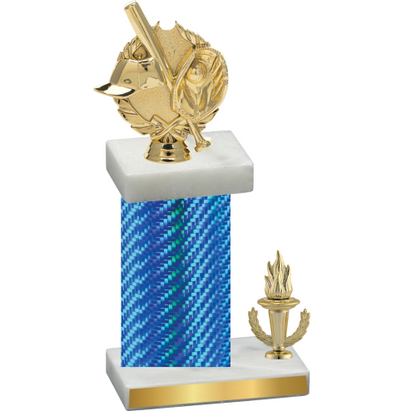 Accented Single Blue Carbon Fiber Victory Baseball Trophy