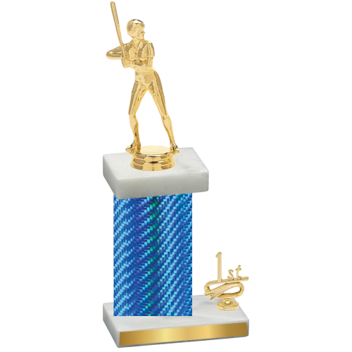 Accented Single Blue Carbon Fiber First Place Softball Trophy