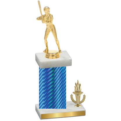 Accented Single Blue Carbon Fiber Victory Softball Trophy