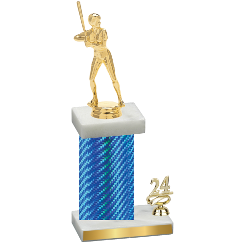 Accented Single Blue Carbon Fiber Year Softball Trophy