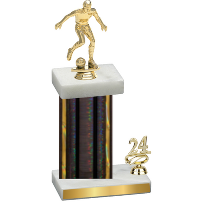 Accented Single Black Glacier Year Soccer Trophy