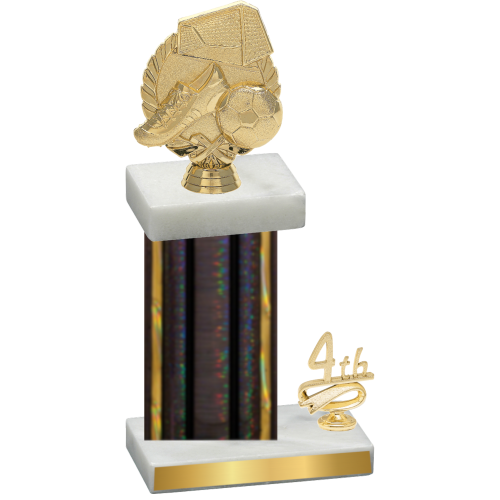 Accented Single Black Glacier Fourth Place Soccer Trophy