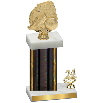 Accented Single Black Glacier Year Soccer Trophy