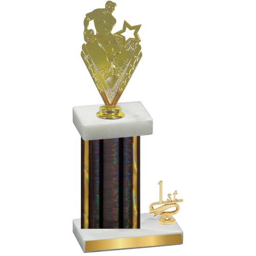 Accented Single Black Glacier First Place Rugby Trophy