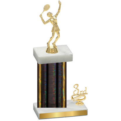 Accented Single Black Glacier Third Place Tennis Trophy