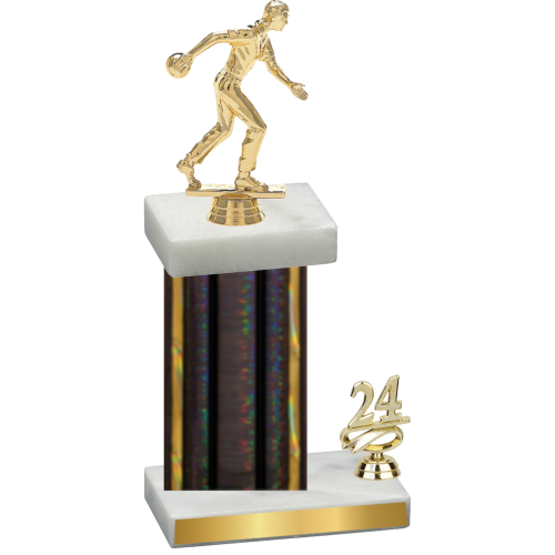 Accented Single Black Glacier Year Bowling Trophy