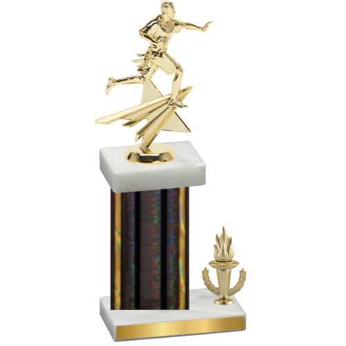 Accented Single Black Glacier Victory Flag Football Trophy