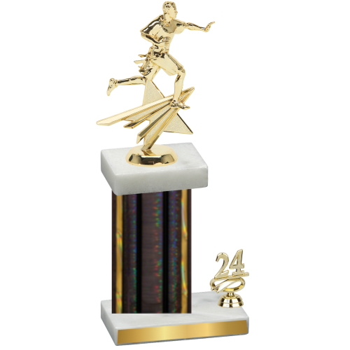 Accented Single Black Glacier Year Flag Football Trophy