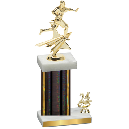 Accented Single Black Glacier Year Flag Football Trophy