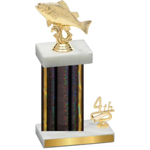 Accented Single Black Glacier Fourth Place Fishing Trophy