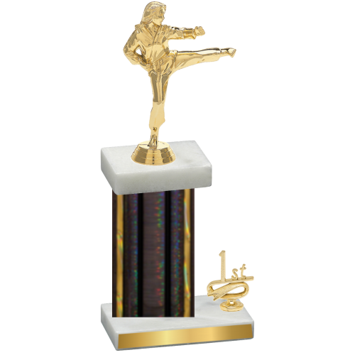 Accented Single Black Glacier First Place Karate Trophy