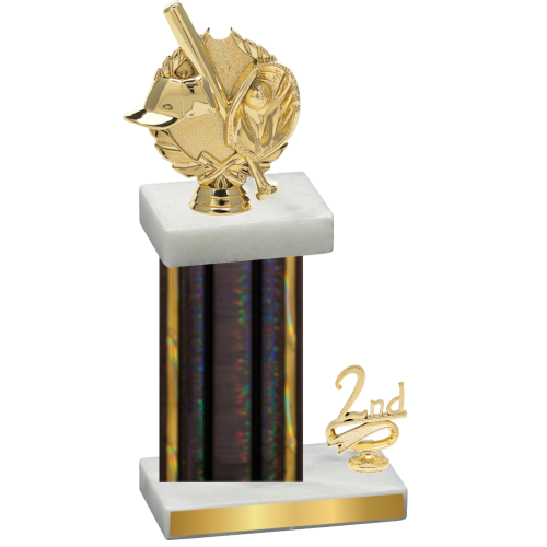 Accented Single Black Glacier Second Place Baseball Trophy