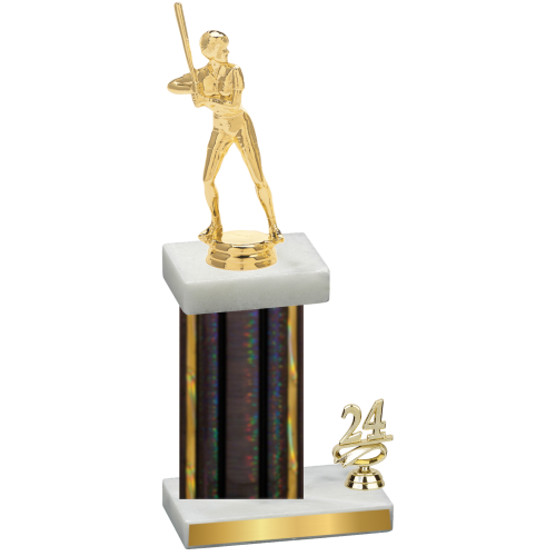 Accented Single Black Glacier Year Softball Trophy