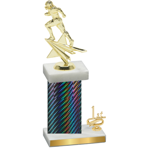 Accented Single Black Carbon Fiber First Place Football Trophy