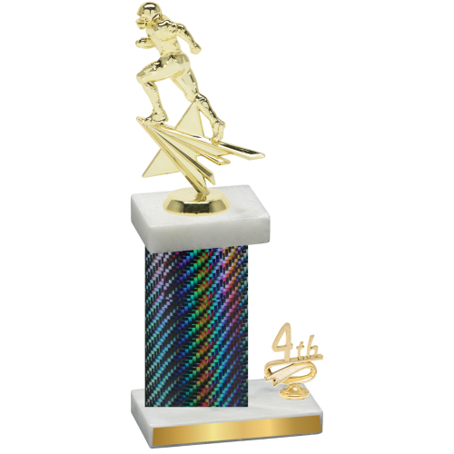 Accented Single Black Carbon Fiber Fourth Place Football Trophy