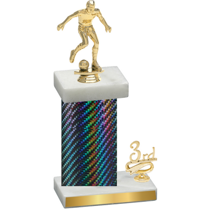 Accented Single Black Carbon Fiber Third Place Soccer Trophy