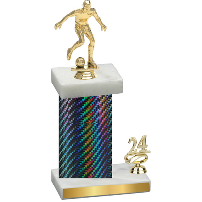 Accented Single Black Carbon Fiber Year Soccer Trophy