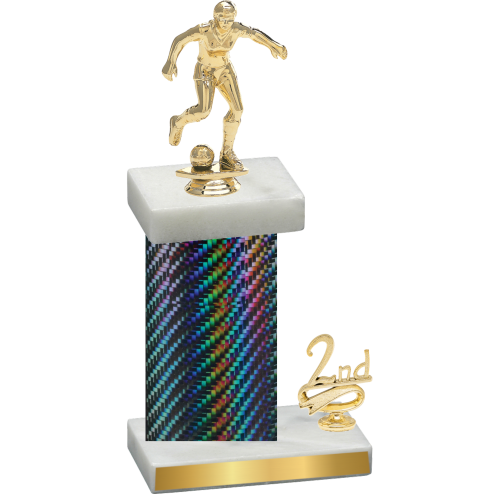 Accented Single Black Carbon Fiber Second Place Soccer Trophy