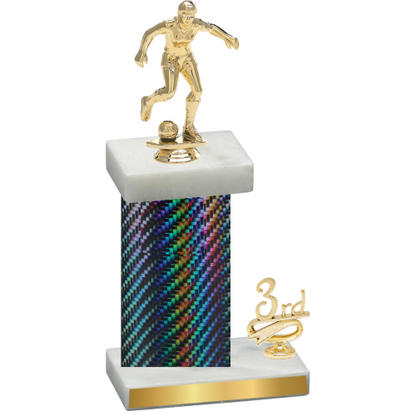 Accented Single Black Carbon Fiber Third Place Soccer Trophy