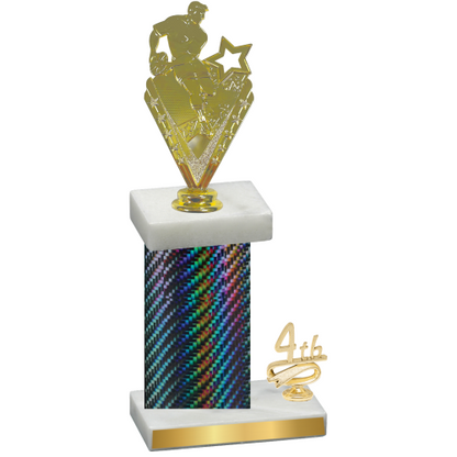 Accented Single Black Carbon Fiber Fourth Place Rugby Trophy