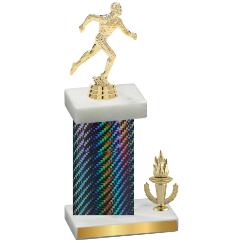 Accented Single Black Carbon Fiber Victory Running Trophy