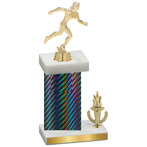 Accented Single Black Carbon Fiber Victory Running Trophy