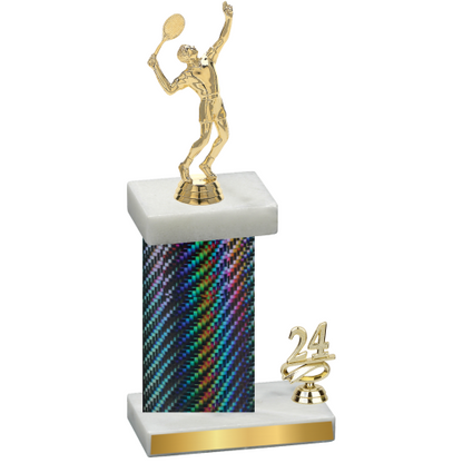 Accented Single Black Carbon Fiber Year Tennis Trophy