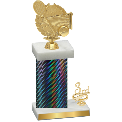 Accented Single Black Carbon Fiber Third Place Tennis Trophy