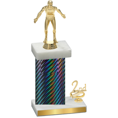 Accented Single Black Carbon Fiber Second Place Wrestling Trophy