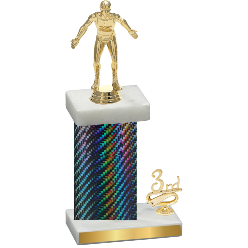 Accented Single Black Carbon Fiber Third Place Wrestling Trophy